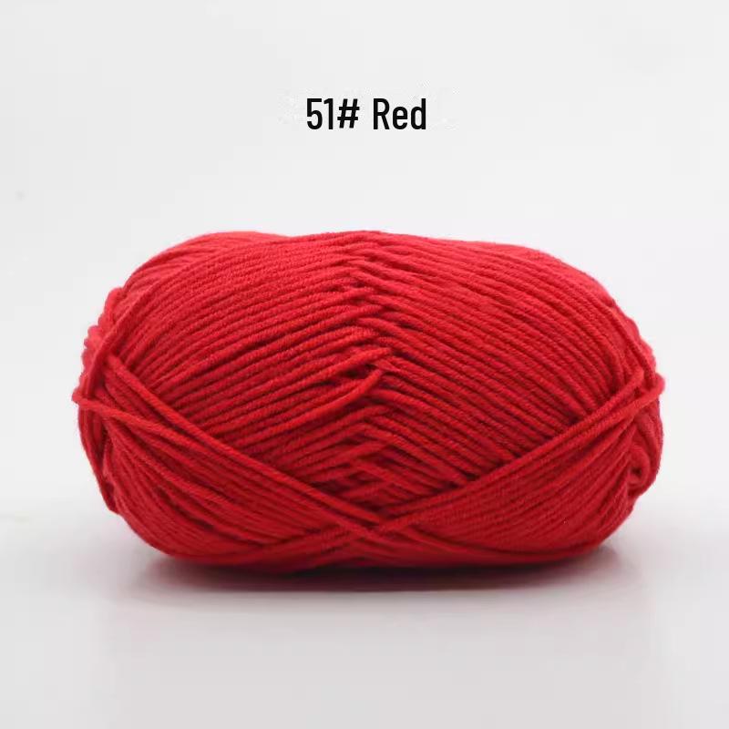 

4 нити пряжи из молочного хлопка средней толщины для ручного вязания детских изделий красный