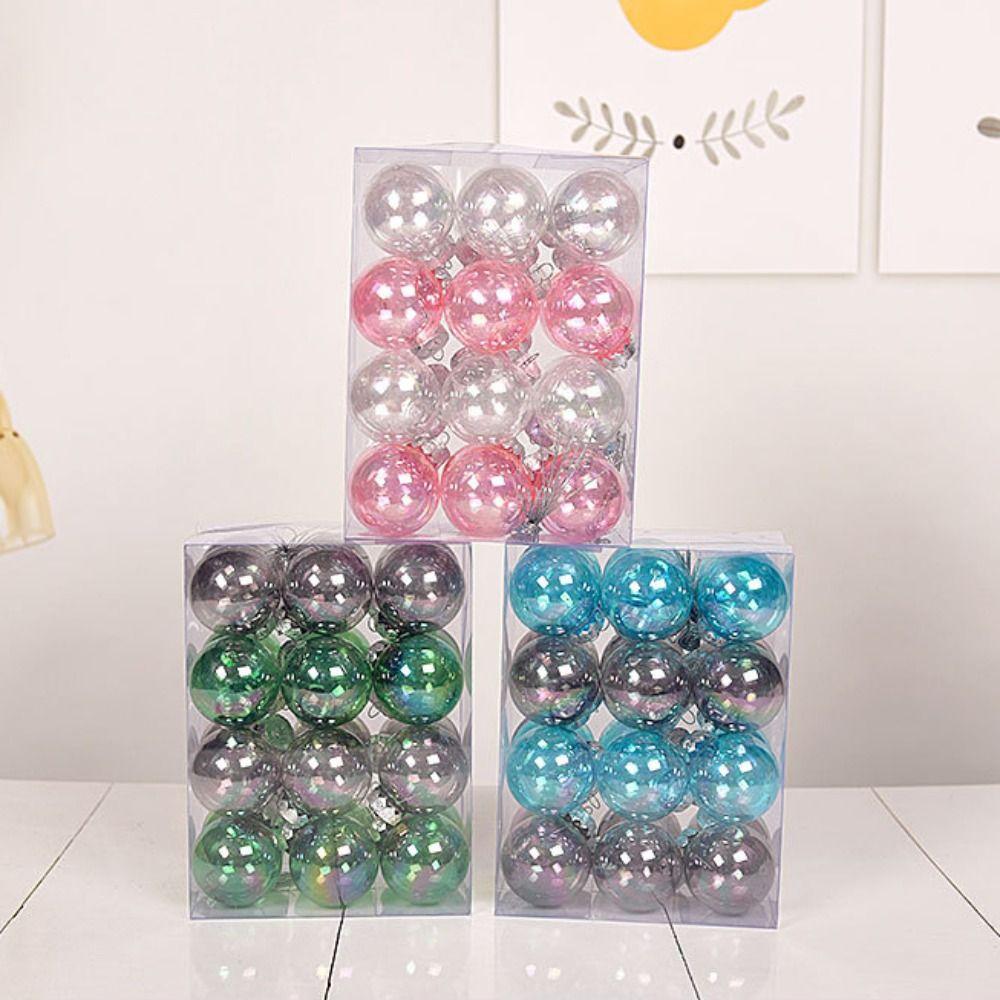 24pcs 10 Colors Christmas Ball Set Plastic Xmas Baubles High-quality Christmas Tree Balls Showcase