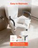 Raised Toilet Seat with Arms, 136.1 kg Load Capacity, 127 mm Lift Height, Widened Commode Elevated Toilet Seat Riser with Padded Handles for Seniors,