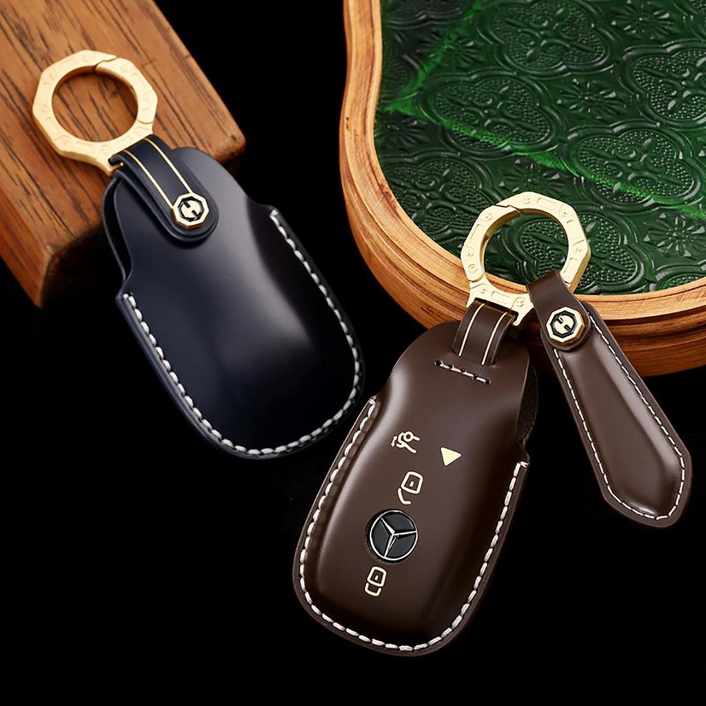 Suitable for 2025 Mercedes-Benz McBach S400 GLS350 Handmade Cowhide High-End Car Key Cover keychain car key case