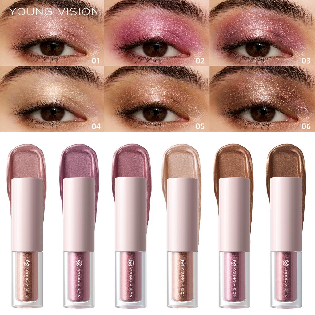 6-color Waterproof Metallic Liquid Eyeshadow Sparkle Glitter Eye Pigment Long Lasting Quick Dry Eye Makeup for Women