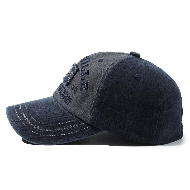 Four Seasons Men's Baseball Cap Casual Distressed Washed Cotton Letters Embroidered Cap Bent-brim Dome Rest Idle sunscreen hats