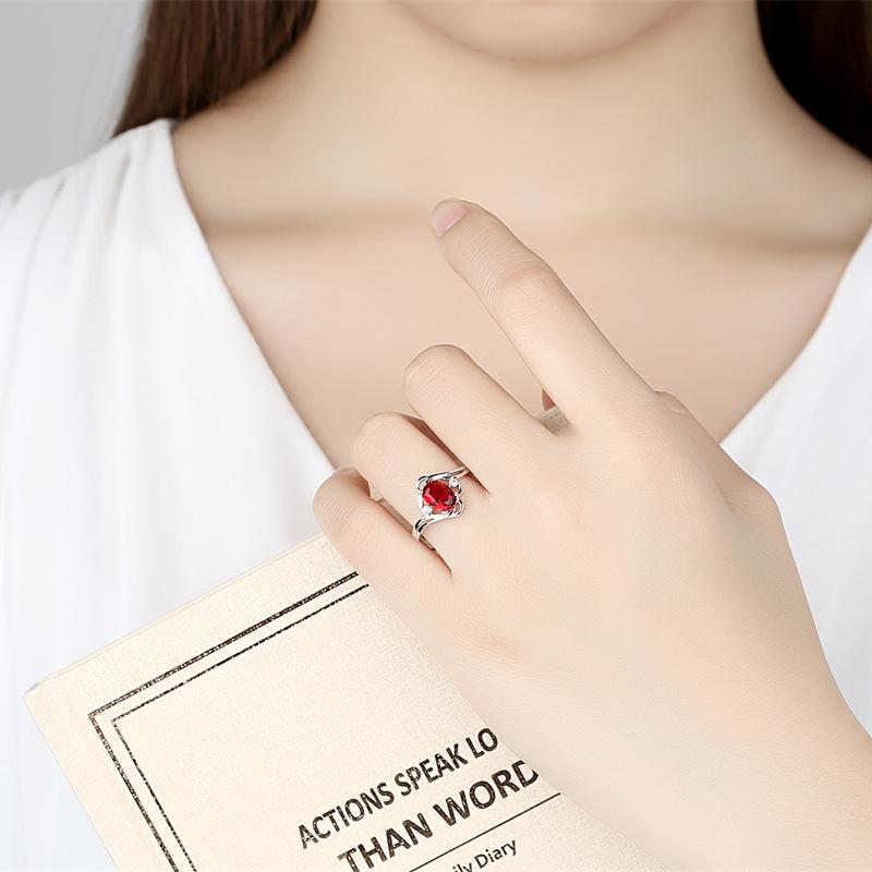 Retro Rings Copper Jewelry Oval Created Ruby Zircon Gemstone Open Finger Ring For Women Wedding Engagement Promise Party