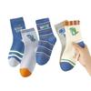 5Pairs Boy's Mid-tube Socks Randy Little Dinosaur Soft and Delicate Moisture Wicking and Breathable Ports Socks Cute 1-14Years