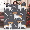 1 Stück Realistische Jack Russell Terrier Decke Geeignet für Zuhause, Reisen & Camping - Weiche Flanelldecke Leicht mit JRT & Knochen Druck, Maschinenwasch