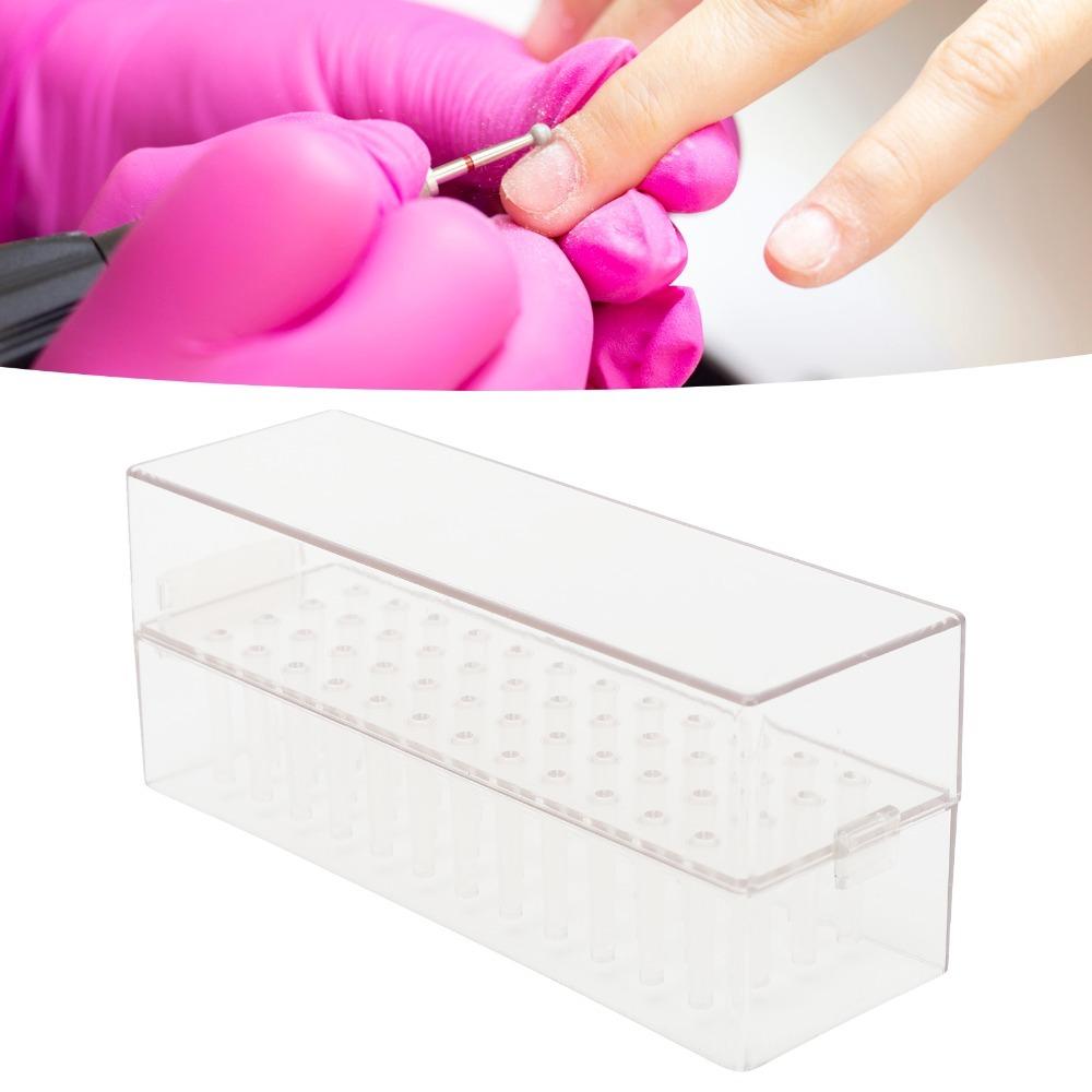 Transparent Nail Drill Bit Holder Clear Acrylic Drill Bit Storage Box Salon Storage Use
