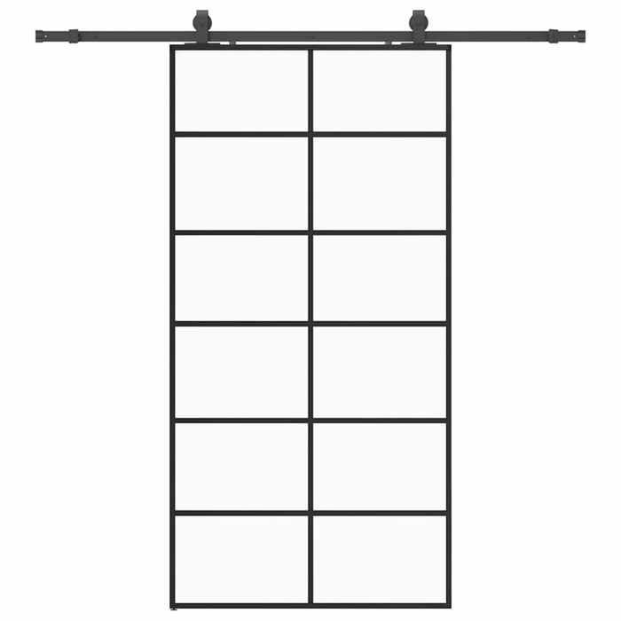 VidaXL Sliding Door Hardware Kit Black 102x205cm ESG Glass, Interior Door, Interior Barn Door, Door 3375852