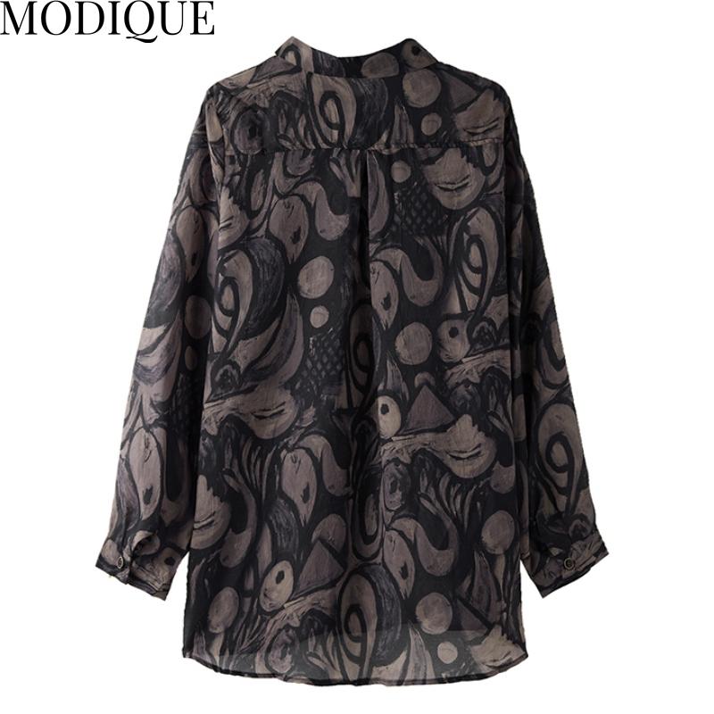 MODIQUE Spring Summer Plus Size New Women Loose Vintage Cotton Linen Floral Print Blouse Shirts Female Casual Oversize Long Sleeve V-Neck Top T-Shirt