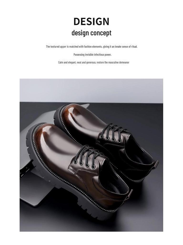 Men's Polished Leather Martin Boots - British Style, Versatile Casual Low-Top Short Boots for Autumn and Winter.