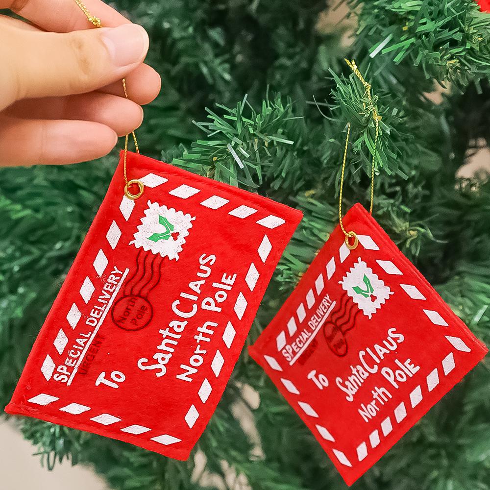 20Pcs Christmas Felt Letter Envelopes Non-Woven Embroidered Candy Bag Xmas Tree Hanging Ornaments New Year Party Decorations