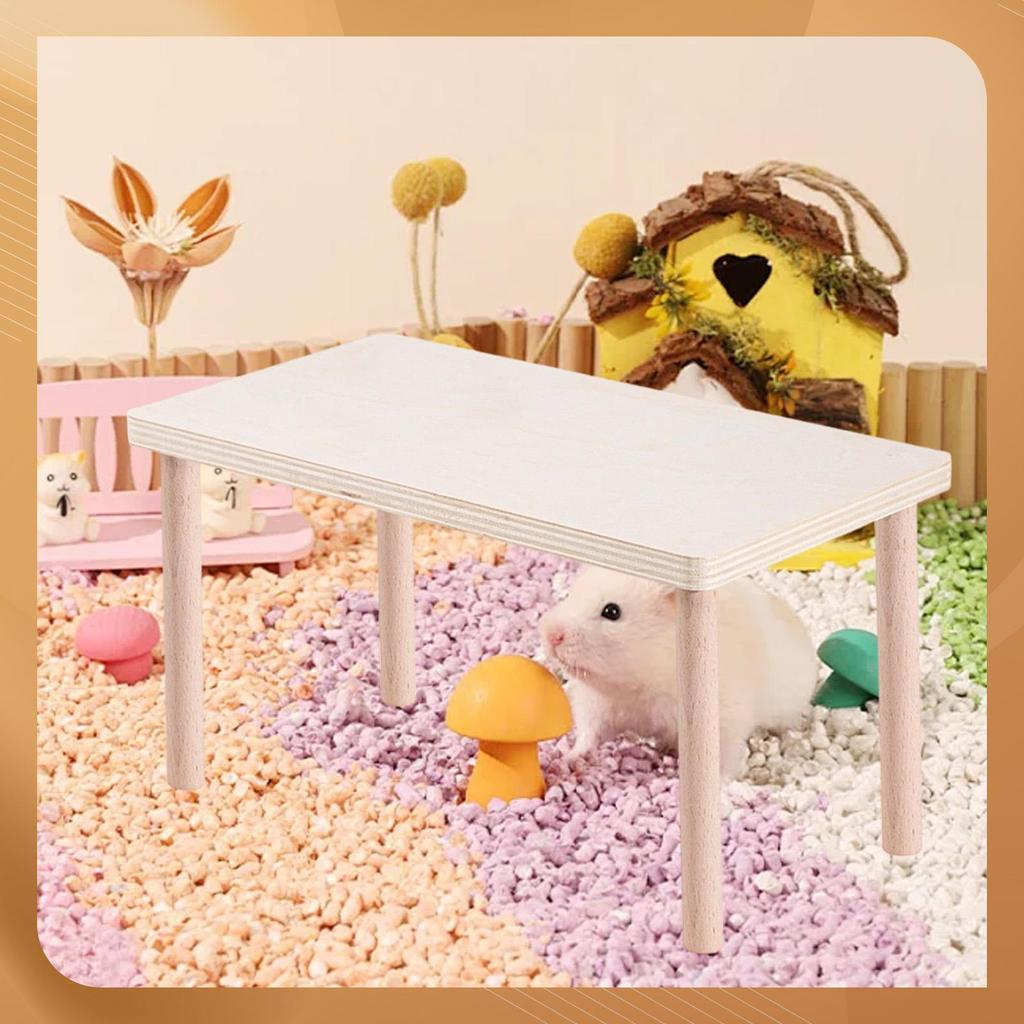 Piattaforma di Legno Giocattolo per Criceti Multifunzionale con Gambe Decorazione Accessori Gabbia per
