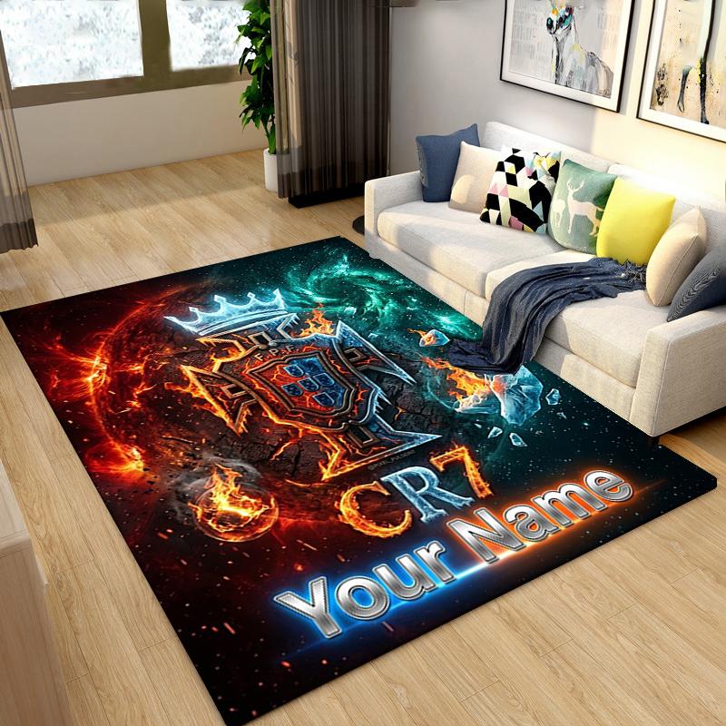 Custom personalization NFL Fire & Ice Print Area Rug - Soft, Washable Non-Slip Indoor Mat,Living Room,Home&Office Decorative Rug