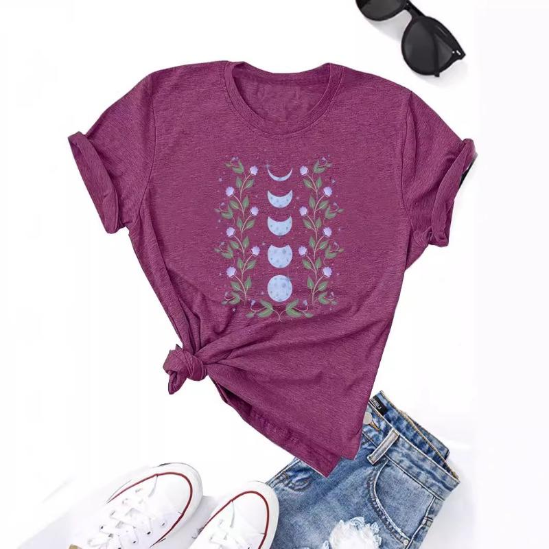 Summer Women's Floral 3D Printed Round Neck Short Sleeved T-shirt