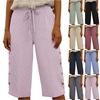 Dames Zomer Mode Gestreept Elastische Taille Vijfkwart Broek Casual Losse Zak Shorts