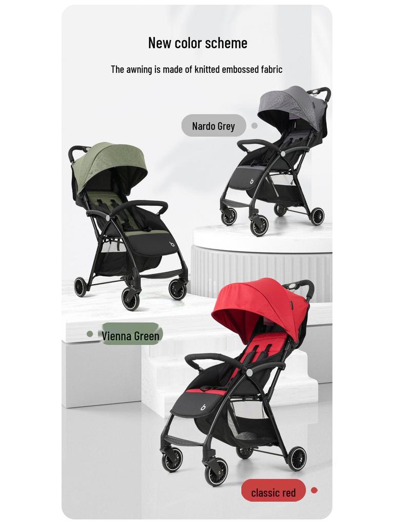 A10 Baby Stroller: Lightweight, Foldable, Four-Wheel Design for Sitting and Lying Down.