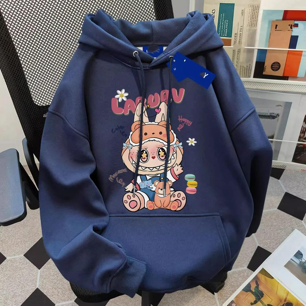 Fashion Men Women's Hoodies Cartoon Labubu Monster Print Pullover Top Casual Sweatshirt Kids Hoodies Clothing