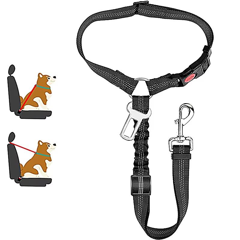 Headrest Dog Car Safety Seat Belt Dog Seat Belt Seatbelt Adjustable Car Leash with Elastic Bungee & Reflective Safety Tether
