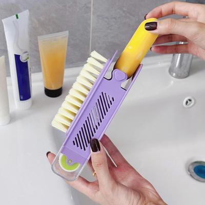 Washing Brush with Soap Box Laundry Bar Soap Box with Roller Clothes Cleaning Brush with Soap Container for Camping RV Travel