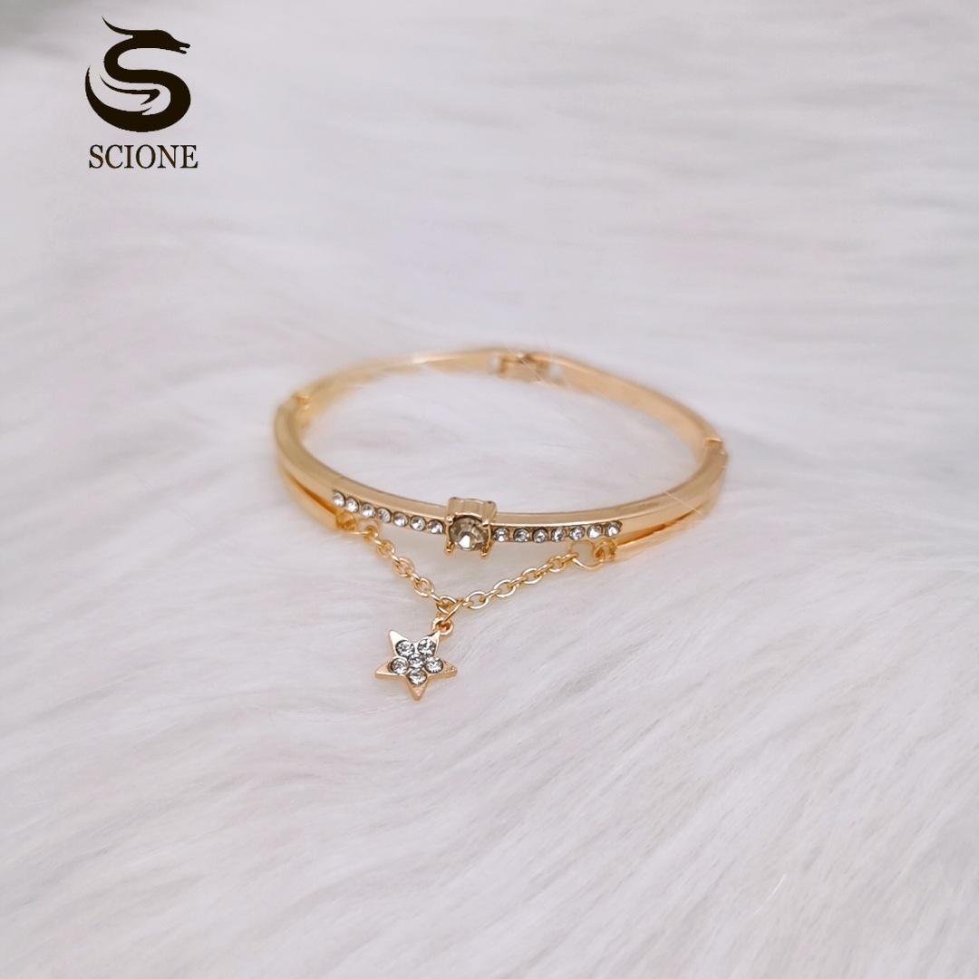 

SCIONE Розовое золото Пятиконечный звездный браслет Женский браслет Искусство Студенческий браслет золотой
