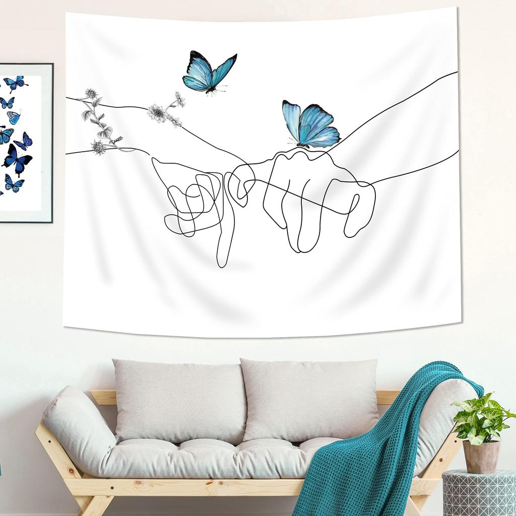 Black and White Love Hands Tapestry Space Stars Galaxy Tapestry Wall Hanging Romantic Art Home Decor for Bedroom Living Room