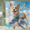 Funny Cat Dog Shower Curtain Cartoon Animals Oil Painting Style Polyester Washable Shower Curtains Bathroom Decor With Hooks