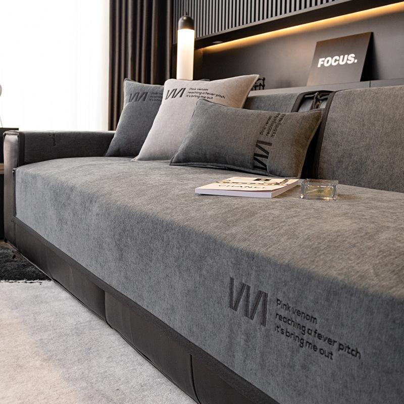 

Solid Color Simple High-Grade Chenille Sofa Cushion Four-Season Universal Seat Cushion Non-Slip Sofa Cover New Cover 70*70cm