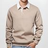 Men Spring Fall Top Turn-down Collar Loose Pure Color Long Sleeves