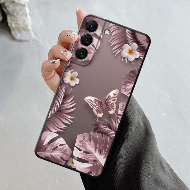 Shell For Samsung Galaxy S23 S22 S21 S20 Fe Ultra S10 S9 S8 Plus Note 20ultra 10plus Case Bling Aesthetic Butterfly Rose Art