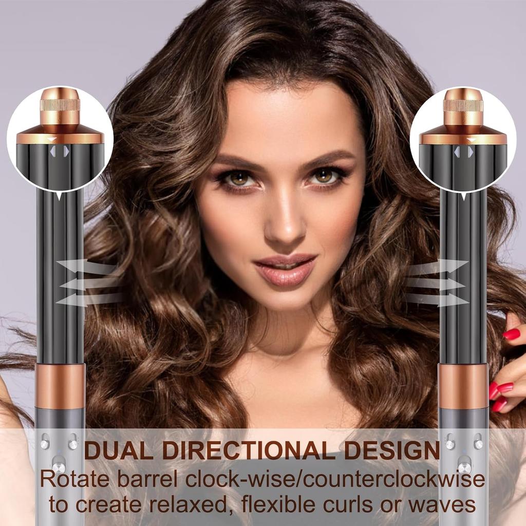 40mm/1.6in Long Barrel Attachment , Adjustable Bidirectional Curling, Auto-Wrap Curling Iron Curler, Create Bouncy Curls or Waves
