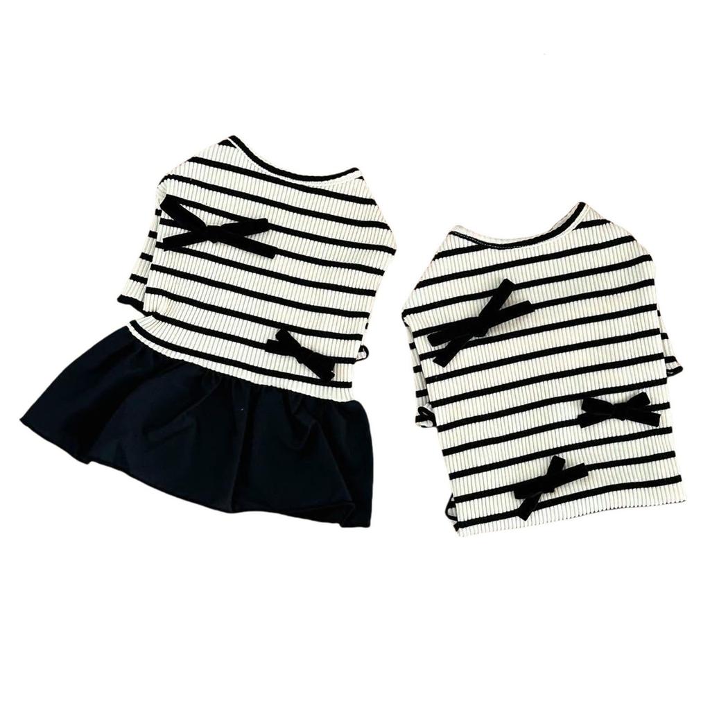 Girl Cats T-shirt Costume Apparel Beach Dress Beach Striped Vest for Puppy Dog and Cats Striped Dress
