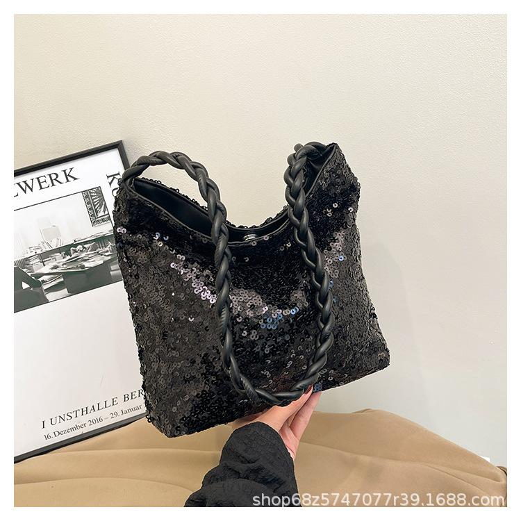 Popular popular sequined bag women's 2025 new fashion foreign style underarm shoulder bag large capacity tote bag