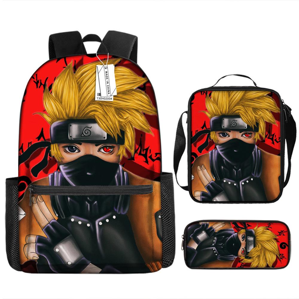 Naruto Naruto Rucksack Kakashi Naruto Uchi Grund- und Mittelschule Schultasche Kinderrucksack Dreiteiliges Set