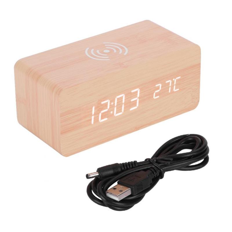 Alarm Clocks Digital Table Led Alarm Clock with Wireless Charger Qi