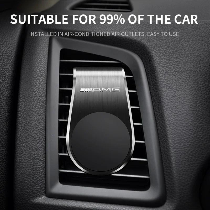 AABIG1 Car Magnetic L-shaped Car Dedicated GPS Phone Holder Stickers For Mercedes Benz AMG W205 W218 W177 W176 W169 A B C E S Class GLA