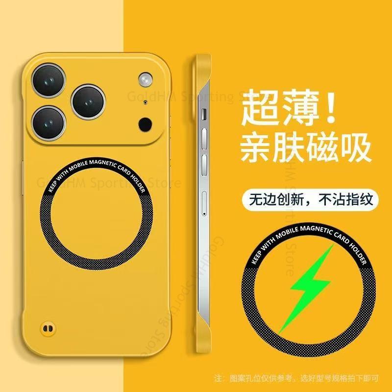 

Cover For iPhone 16E 17 Pro Max Candy Color Magnetic Frameless Phone Case For Apple 17 Air 14 Pro 16 13 15 Pro Max For Magsafe Tough Hard PC Cover For iPhone 13