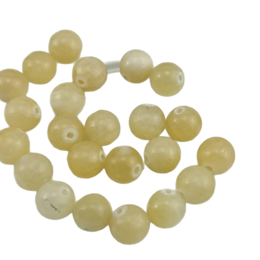 Natural Beige Jade Round Beads for DIY Bracelets, Necklaces & Jewelry Accessories - Amber Jade Loose, Semi-Finished Beaded Strand.