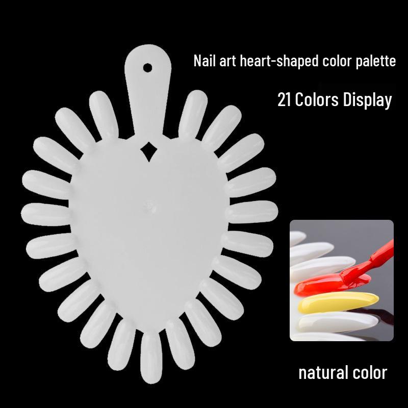 Heart-Shaped Nail Art Display: 21-Color Sample Board for Polish and Gel