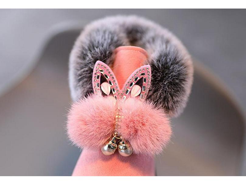 Cizme de zăpadă pentru copii de iarnă 2025, pentru fete, cu talpă plată, de prințesă, căptușite cu lână, pantofi de bumbac, groase, la modă, scurte, pentru bebeluși