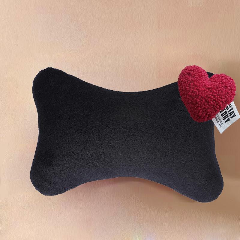 Cute Cartoon Hearts Car Interior Accessories Soft Plush Car Neck Pillow Bone-Shaped Vehicle Headrest Seat Cushion for Women