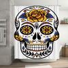 Skull Floral Bath Shower Curtain Decorative Black White Print 72 X 84 Inches High Quality Waterproof Fabric for Bathroom Decor