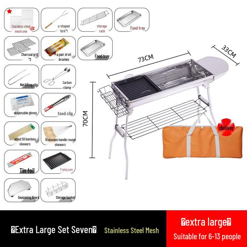 Portable Stainless Steel Charcoal BBQ Grill 1