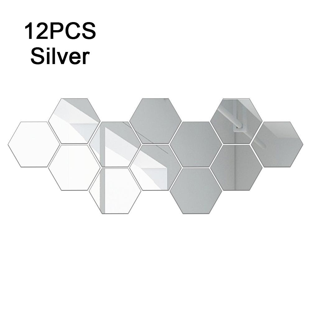 

12x 3D Mirror Wall Sticker Hexagon Acrylic Wall Sticker Decal Home Decor Art DIY