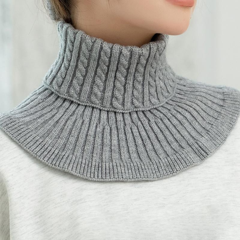 1Pc Solid Color Fashion Knitted Windproof Women Detachable Fake Collar Warmer Neck Turtleneck