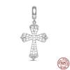 Gold Plated Sparkling Jesus Cross Pendant Charm Zircon Stones Bead Fit Original Fashion Bracelet Silver 925 Diy Jewelry Gift