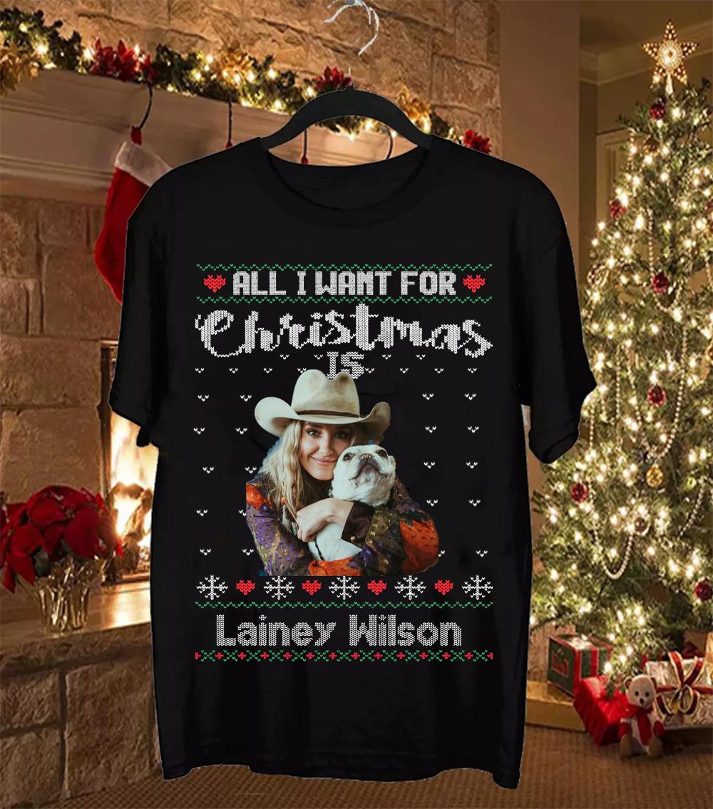 NEW Ugly Lainey Wilson Merry Christmas Black All Size Shirt Unisex T-Shirt XXXL