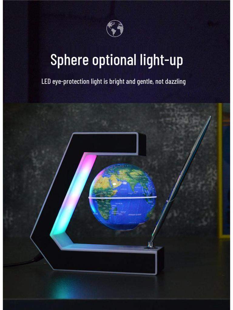 Luminous 3-Inch Magnetic Levitation Globe Ornament - Creative Tech Gift for Home or Office