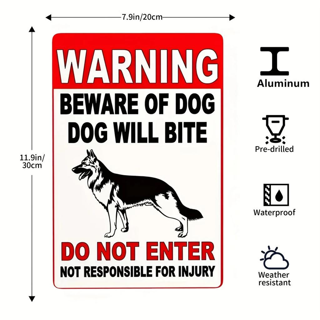 1pc Beware Of Dog Metal Sign This Home Protected By The Good Lord Will Bite Do Not Enter Sign Door, Outdoor Decor 12x8 Inch