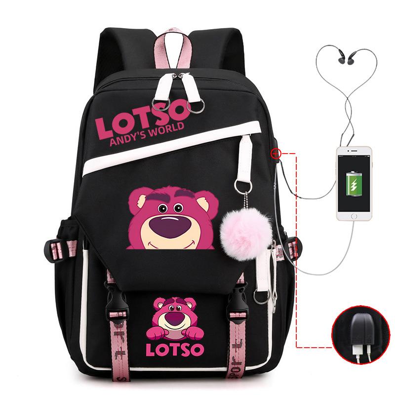 Cute Xiaoqing Strawberry Bear Peripheral High-Value Backpack Lightweight Student School Bag