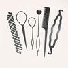 6pcs Stylish Black Plastic Hair Tools - Includes Round Brush, Flat Iron, and Comb - Perfect for Women'S Hair Styling, Ideal Gift for Easter, Ramadan