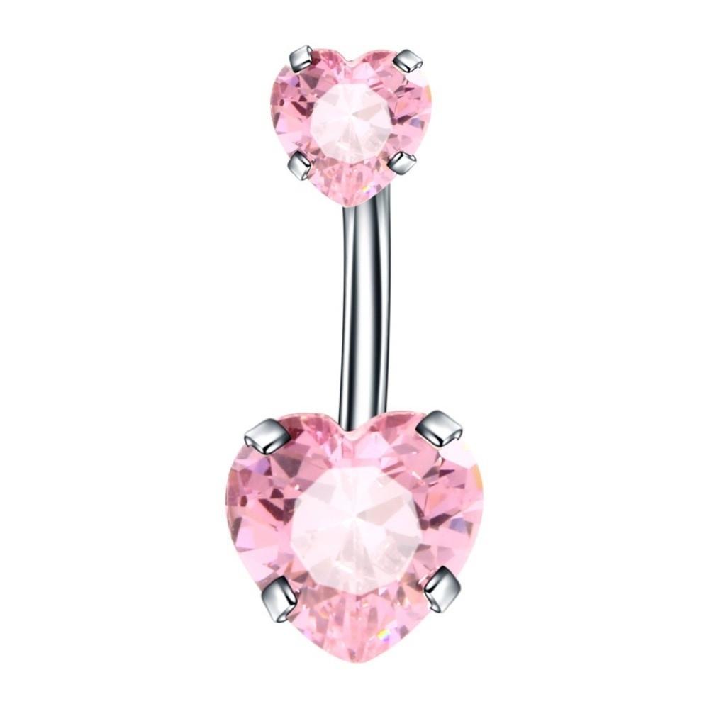 Heart Shape Belly Button Rings Crystal Silver Body Jewelry Belly Piercing  for Party Decoration